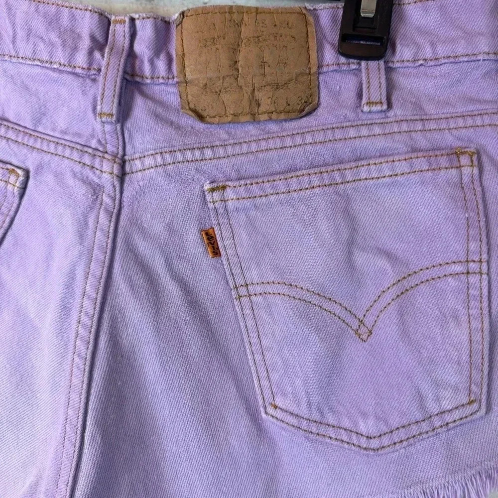 Vintage Orange Tab 550 Levis Denim Jean Cut Off Shorts Size 34 Dyed Purple Women - Picture 5 of 6